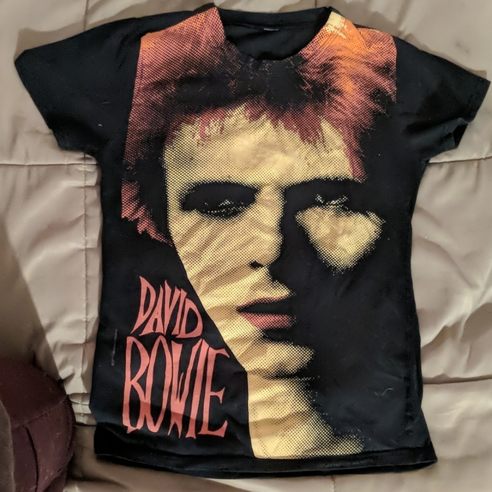 David Bowie starman glam rock pop art tee shirt